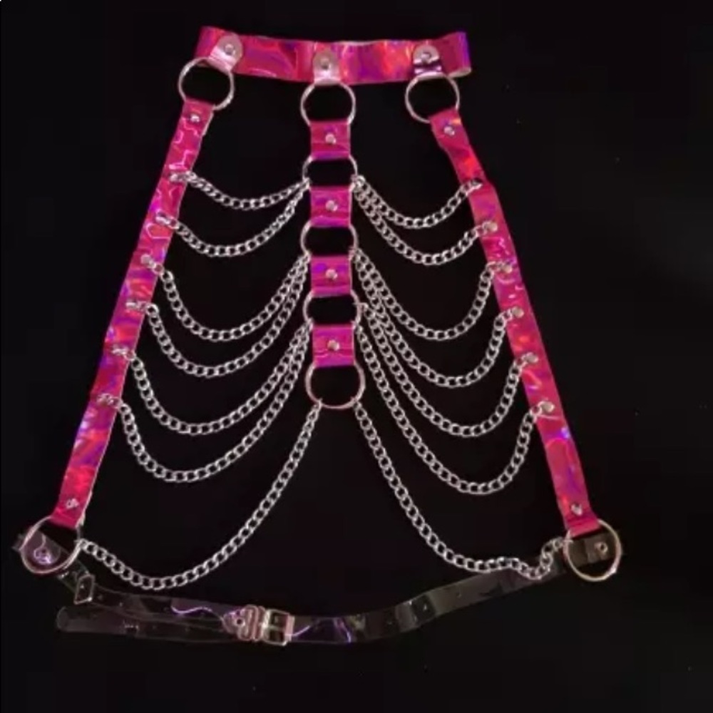 😻Halter Color Body Harness Chain Holographic Belt - Picture 5 of 11